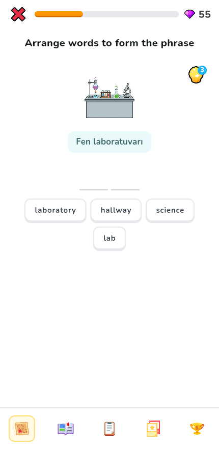 Owlio phrase question — arrange words to form the phrase